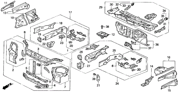 Body/Air Conditioning/Front Bulkhead for 1992 Honda CIVIC HATCHBACK #1