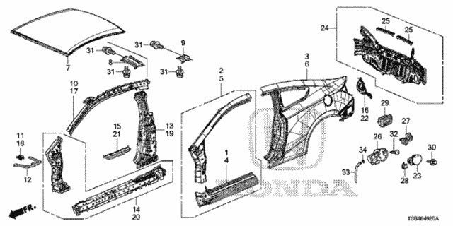Outer Panel - Rear Panel for 2012 Honda CIVIC COUPE #0