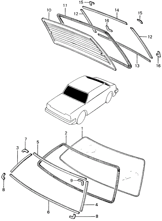 BODY / AIR CONDITIONING/WINDSHIELD - REAR WINDOW for 1982 Honda CIVIC SEDAN #1