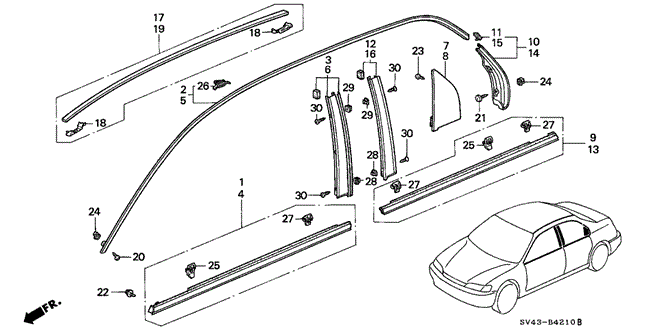 INTERIOR / BUMPER/MOLDING for 1995 Honda ACCORD SEDAN #1