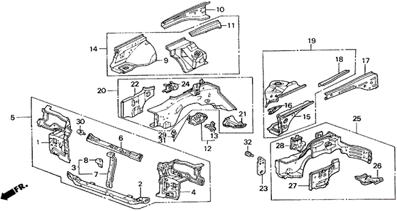 BODY / AIR CONDITIONING/FRONT BULKHEAD for 1990 Honda CIVIC 5-DOOR #1