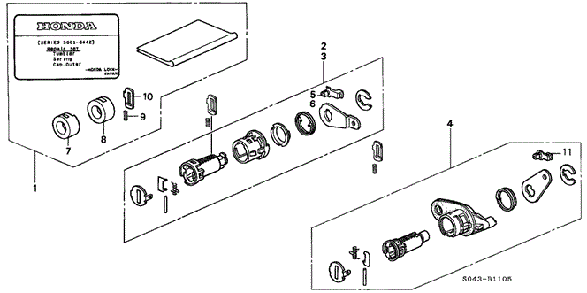 1996 Honda CIVIC SEDAN DX TUMBLER KIT, KEY CYLINDER - (06721SH3415) 1996 Honda CIVIC SEDAN DX TUMBLER KIT, KEY CYLINDER - (06721SH3415)
