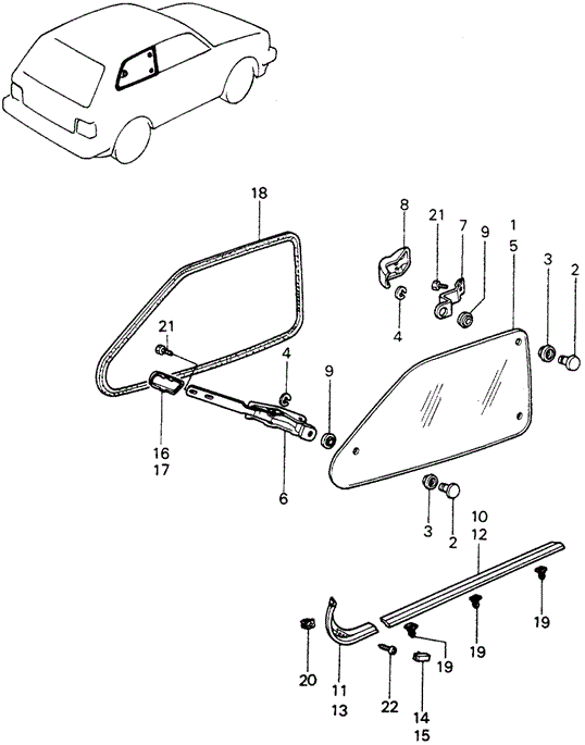 BODY / AIR CONDITIONING/QUARTER WINDOW for 1982 Honda CIVIC HATCHBACK #1