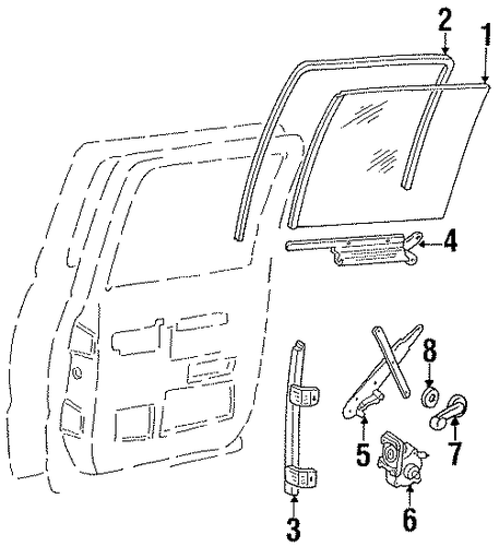 K3500 Pickup GLASS - REAR DOOR
