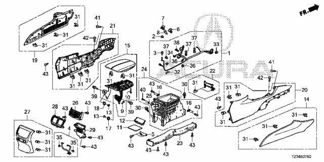 Rear Console for 2020 Acura TLX #0