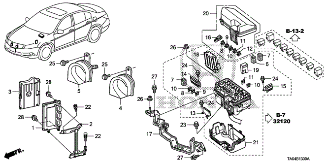 Electrical/Exhaust/Heater/Fuel/Control Unit (Engine Room) (1) (L4) for 2009 Honda ACCORD SEDAN #1