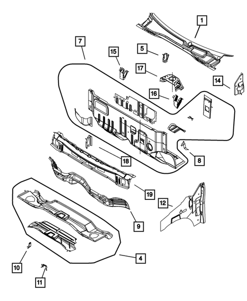 Cowl and Dash Panel for 2013 Chrysler Town & Country #0