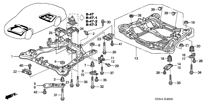 BODY / AIR CONDITIONING/FRONT SUB FRAME - REAR BEAM for 2006 Honda ACCORD COUPE #1