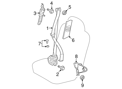 ELECTRICAL/FRONT SEAT BELTS for 2009 Toyota Highlander #1