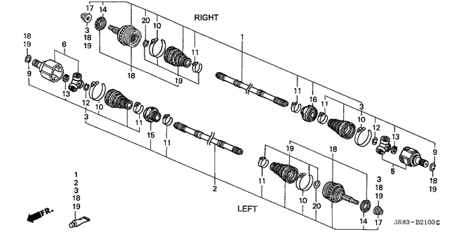 Chassis/Driveshaft for 1993 Honda CIVIC COUPE #1