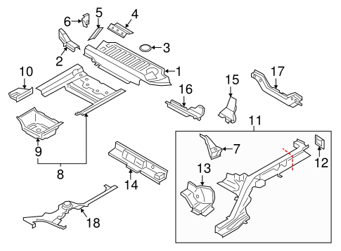 Macan REAR FLOOR & RAILS