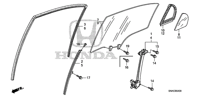 BODY / AIR CONDITIONING/REAR DOOR GLASS - DOOR REGULATOR for 2010 Honda CIVIC SEDAN #1