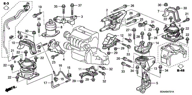 Body/Air Conditioning/Engine Mounts (L4) (AT) for 2007 Honda ACCORD SEDAN #1