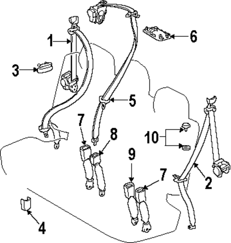 ELECTRICAL/THIRD ROW SEAT BELTS for 2009 Toyota Land Cruiser #1