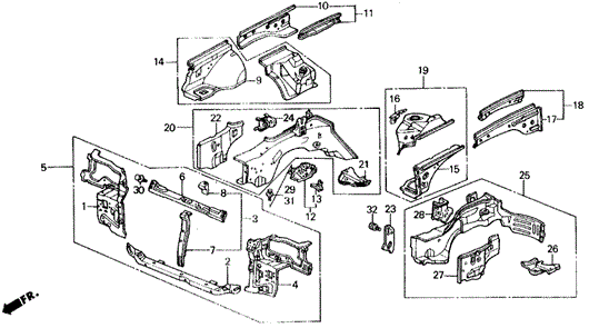 BODY / AIR CONDITIONING/FRONT BULKHEAD for 1989 Honda CIVIC HATCHBACK #1