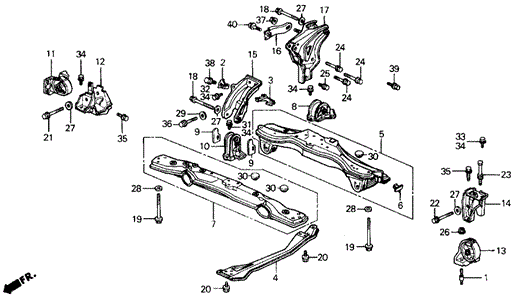 Engine Mount - Center Beam for 1991 Honda Prelude #0