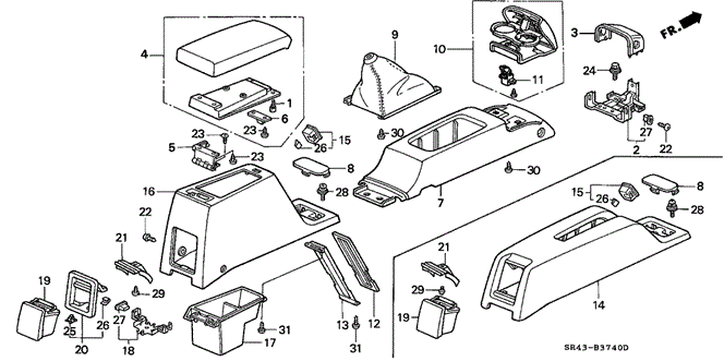 INTERIOR / BUMPER/CONSOLE for 1993 Honda CIVIC SEDAN #1