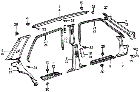 INTERIOR / BUMPER/DOOR TRIM 4DR for 1985 Honda ACCORD SEDAN #1