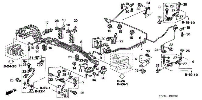 Chassis/Brake Lines (TCS/VSA) for 2003 Honda ACCORD COUPE #1