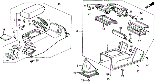 CHASSIS/CONSOLE (SEI) for 1989 Honda ACCORD COUPE #1