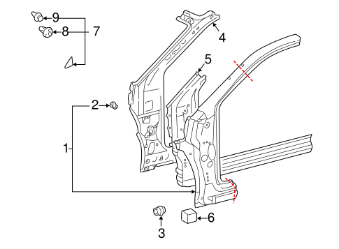 BODY/HINGE PILLAR for 2003 Toyota Echo #1