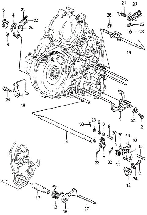 TRANSMISSION - AUTOMATIC/AT CONTROL LEVER - THROTTLE VALVE SHAFT for 1984 Honda ACCORD SEDAN #1