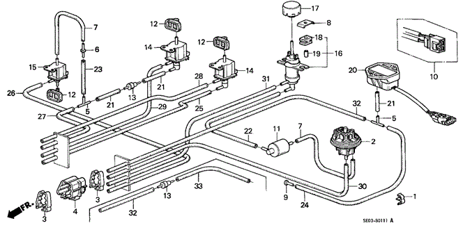 ELECTRICAL / EXHAUST / HEATER / FUEL/AIR CLEANER VACUUM TUBING (PGM-FI) ('89) for 1989 Honda ACCORD SEDAN #1