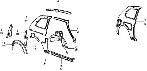 1977 Honda CIVIC 1200 COUPE ** (1200) PANEL, L. INSIDE CENTER - (70652634320Z) 1977 Honda CIVIC 1200 COUPE ** (1200) PANEL, L. INSIDE CENTER - (70652634320Z)