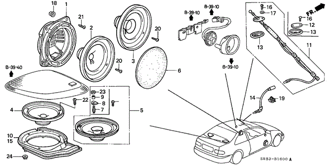 Electrical/Exhaust/Heater/Fuel/Antenna - Speaker for 1993 Honda CIVIC COUPE #1