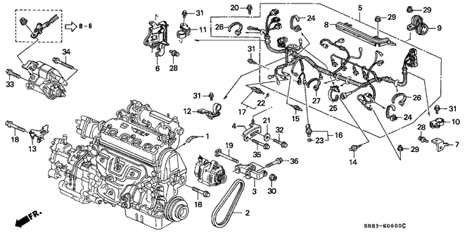 ENGINE/ENGINE SUB CORD - CLAMP for 1993 Honda CIVIC COUPE #1