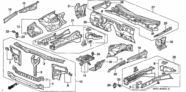 Front Bulkhead for 1993 Acura Legend #0