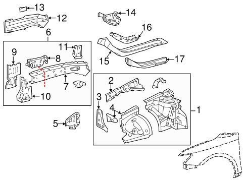 BODY/STRUCTURAL COMPONENTS & RAILS for 2016 Scion tC #1