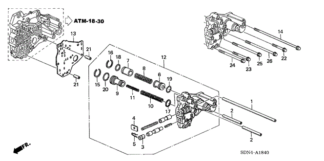 Transmission - Automatic/AT Top Accumulator Body (V6) for 2003 Honda ACCORD COUPE #1