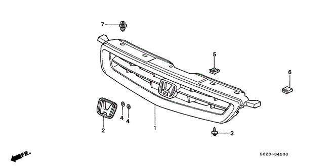 Interior/Bumper/Front Grille (1) for 1996 Honda CIVIC COUPE #1
