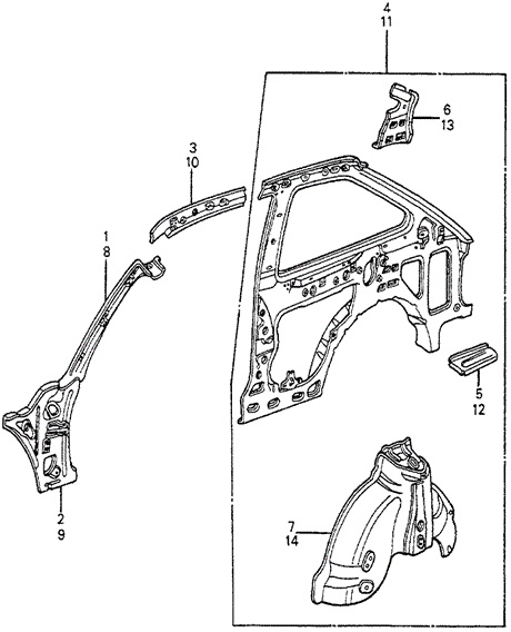 Body/Air Conditioning/Body Structure Components (4) 3DR for 1983 Honda ACCORD HATCHBACK #1