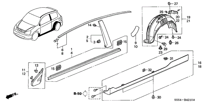 INTERIOR / BUMPER/MOLDING - SIDE SILL GARNISH for 2003 Honda CIVIC HATCHBACK #1