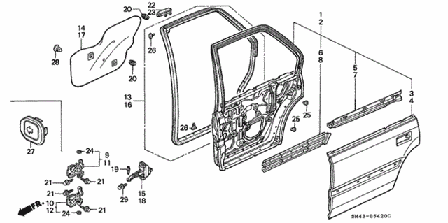 Body/Air Conditioning/Rear Door Panels for 1991 Honda ACCORD SEDAN #1