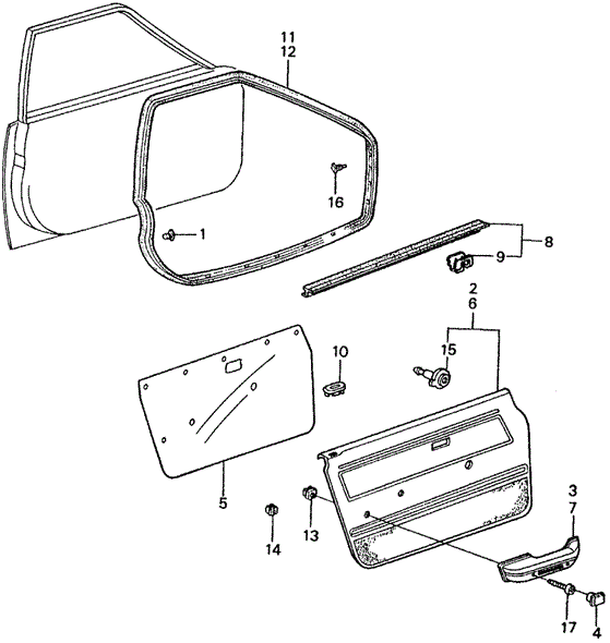 INTERIOR / BUMPER/FRONT DOOR LINING - WEATHERSTRIP for 1982 Honda CIVIC SEDAN #1