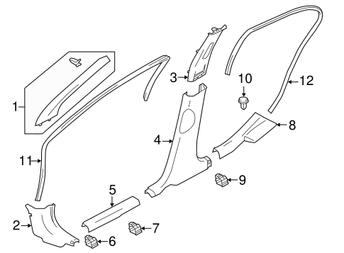 Body/Interior Trim - Pillars for 2014 Nissan Versa #1