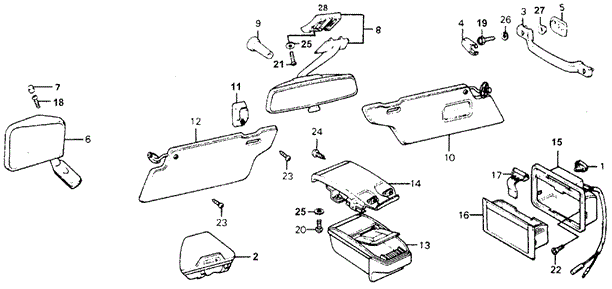 INTERIOR / BUMPER/MIRROR - SUNVISOR for 1978 Honda ACCORD HATCHBACK #1