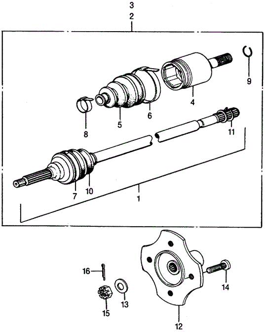 CHASSIS/DRIVESHAFT for 1975 Honda CIVIC 1200 HATCHBACK #1