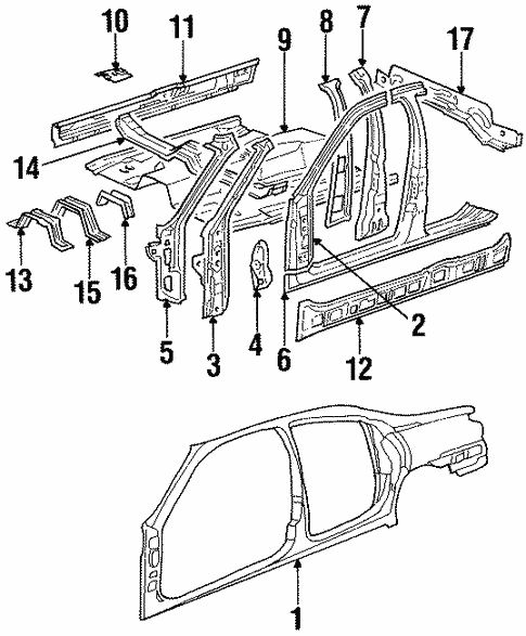 Body/Center Pillar & Rocker for 1997 Ford Contour #1