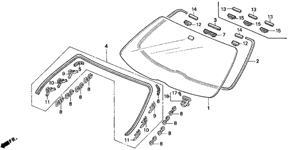 Fastener D, Windshield Glass Fastener D, Windshield Glass