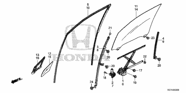 Front Door Glass - Door Regulator for 2017 Honda Pilot #0