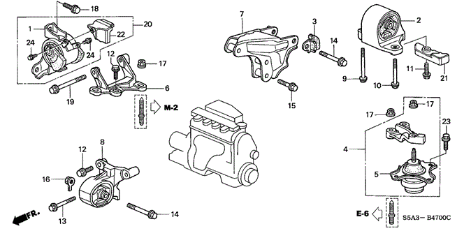 Body/Air Conditioning/Engine Mounts (MT) for 2003 Honda CIVIC SEDAN #1