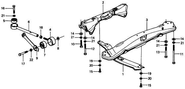 BODY / AIR CONDITIONING/TORQUE ROD - ENGINE SUPPORTBEAM for 1977 Honda CIVIC COUPE #1