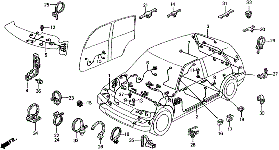 ELECTRICAL / EXHAUST / HEATER / FUEL/WIRE HARNESS for 1988 Honda CIVIC 5-DOOR #1