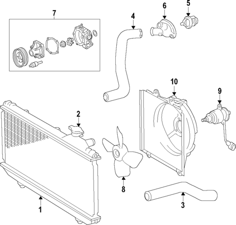 Radiator & Components for 1997 Toyota Tercel #1