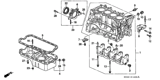 ENGINE/CYLINDER BLOCK - OIL PAN for 1996 Honda CIVIC HATCHBACK #1