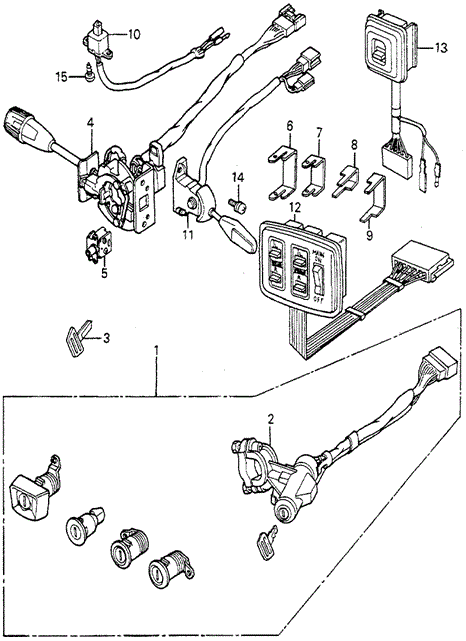 ELECTRICAL / EXHAUST / HEATER / FUEL/STEERING WHEEL SWITCH - LOCK SET for 1979 Honda ACCORD HATCHBACK #1